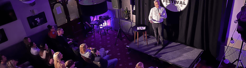 Stephen Bailey at our West Didsbury Comedy Festival