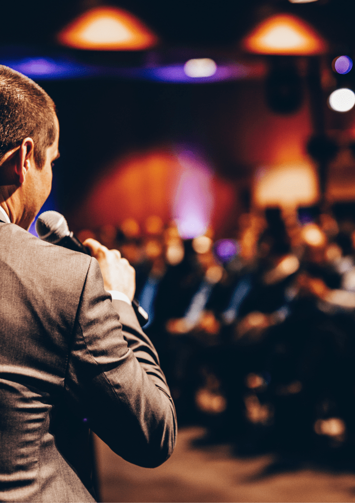comedian at a corporate event
